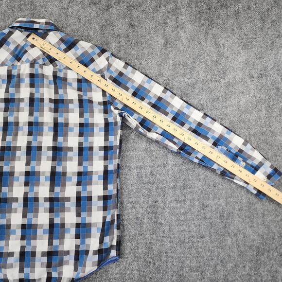 Ted Lapidus Shirt Mens Medium Geometric Check Long Sleeve Casual Button Down - Picture 7 of 16